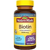 Nature Made Extra Strength Biotin 2500 mcg, Dietary Supplement For Healthy Hair, Skin & Nail Support, 150 Softgels, 150 Day Supply