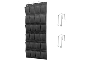 ZKXNBXX Over The Door Shoe Organizer with 24 Large Breathable Mesh Pockets Sturdy Closet Door Shoe Storage Holder Hanging SimpleHouseware Men Women Kids Shoe Holder for Rack (Black)