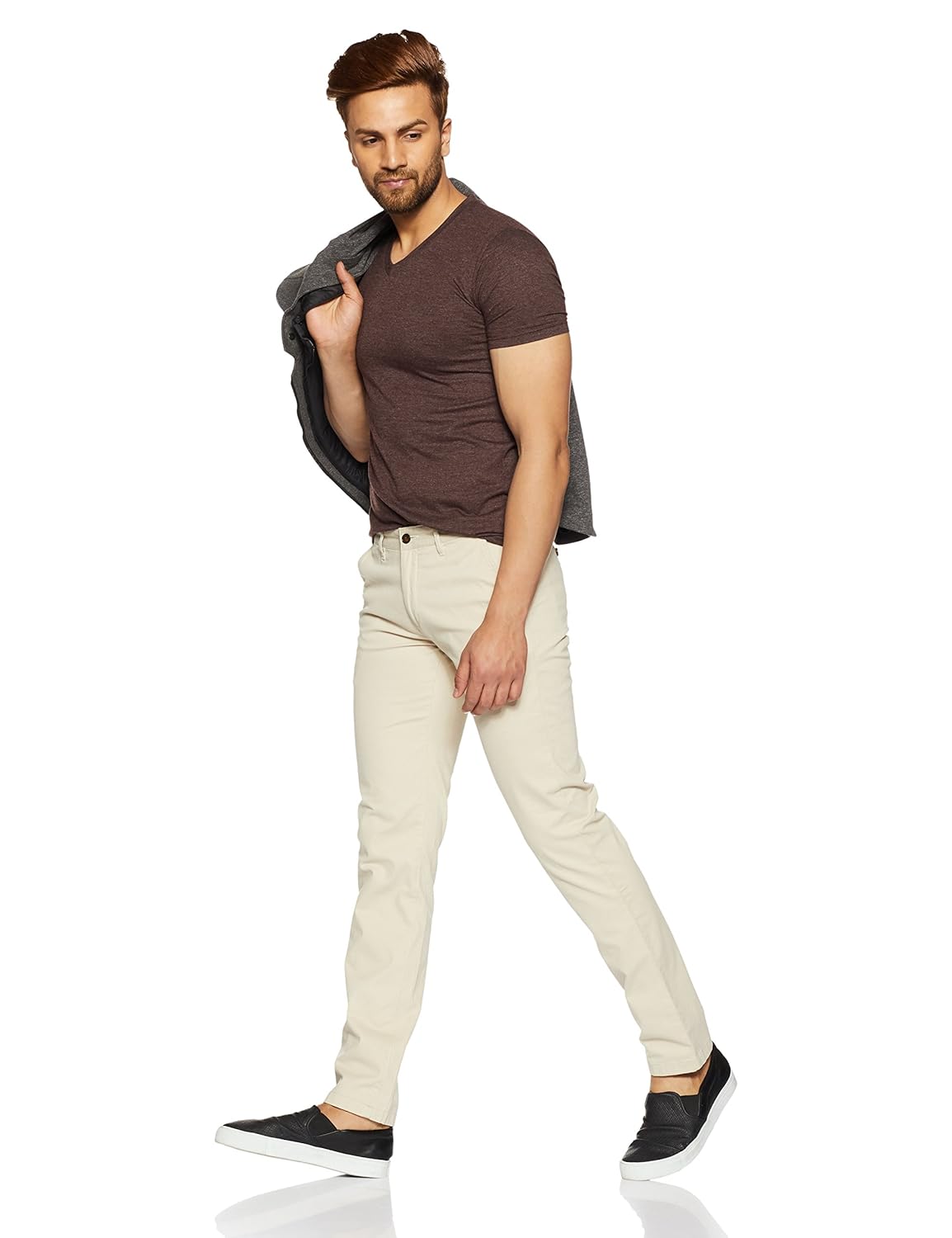 arrow sports men's straight fit casual trousers