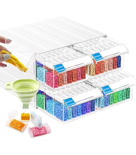 28-Slot Diamond Painting Storage Box - Portable Bead Organizer With Lids & Labels, 9.8x5.8x1.2 Inches - View #2
