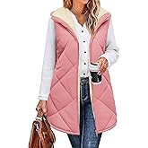 Zeagoo Womens 2025 Reversible Vest Sleeveless Fleece Jacket Double Zip Up Long Warm Winter Coat Outerwear with Pockets