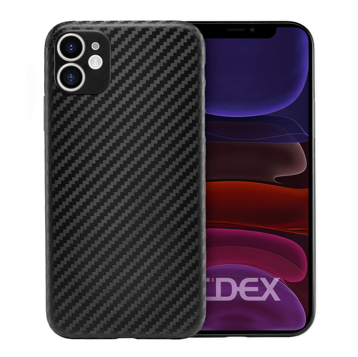 doupi UltraSlim Case for iPhone 11 (6.1 inch), Ultra Thin Feather Light Skin Protective Cover, Carbon Fiber Look Black