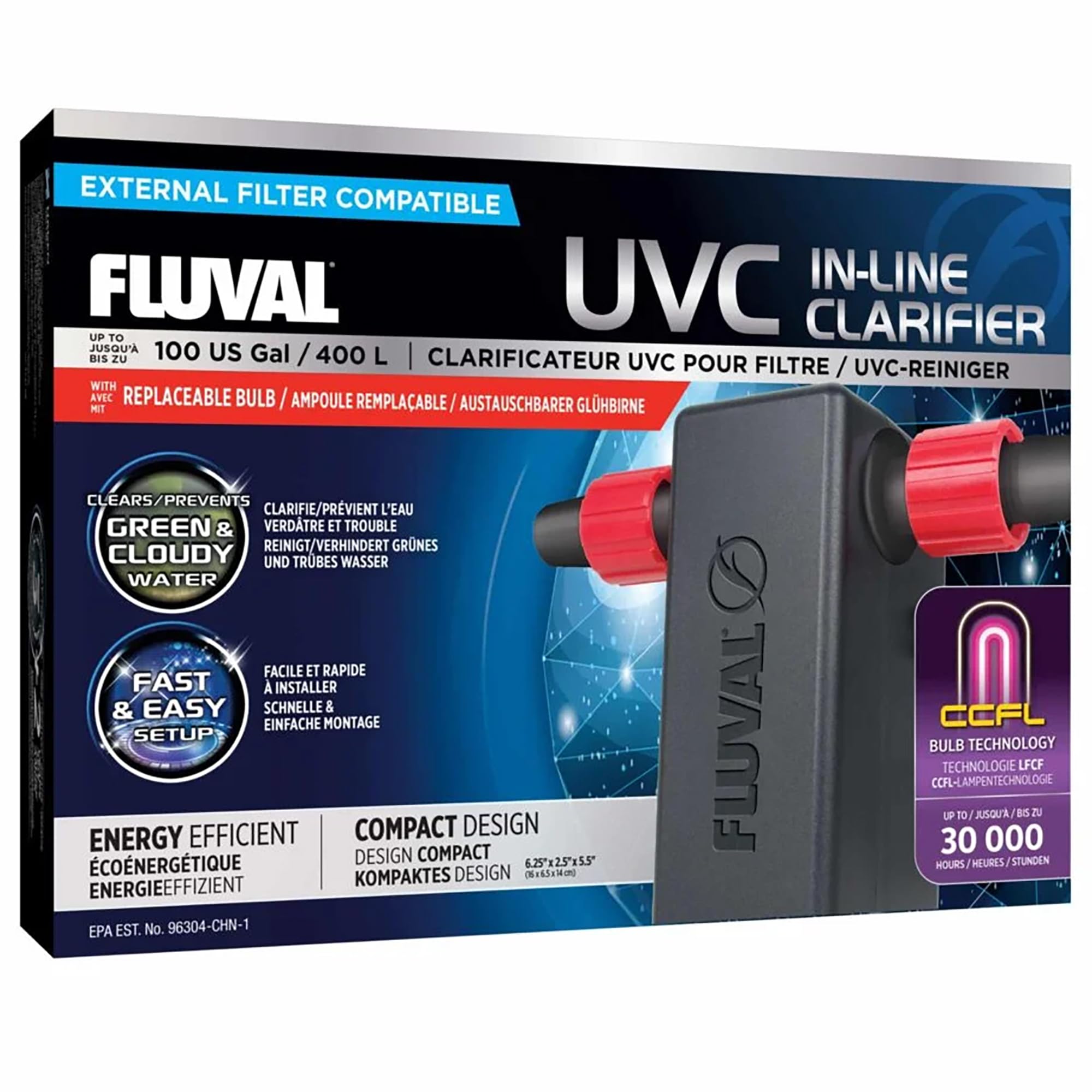 Fluval UVC Clarifier for Aquariums, UVC Clarifier with CCFL Lamp Technology