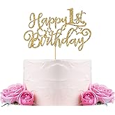 WeBenison Happy 1st Birthday Cake Topper Baby First Birthday Cake Supplies Boy or Girl One Year Old Bday Party Decorations Gold Glitter
