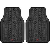 Motor Trend Grand Prix Tire Tread Rubber Car Floor Mats for Autos SUV Truck & Van - All-Weather Waterproof Protection Front S