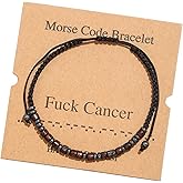 Teniinet Morse Code Bracelet,Vintage Promise Distance Friendship Bracelets Hand Made Beads String Rope Bracelet for Women Men Friend Couples(Fk Cancer)