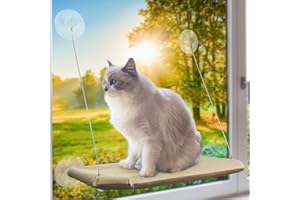 PETPAWJOY Cat Window Perch, Strong Suction Cups Easy Clean Safety Cat Hammock Window Seat for Large Fat Cat or Double Cats