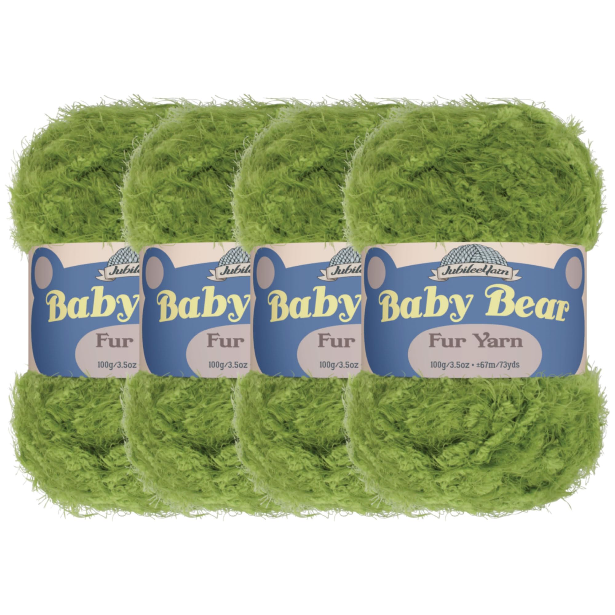JubileeYarn Baby Bear Yarn - Chunky Weight Polyester Fur - 100g/Skein - Lime Green - 4 Skeins