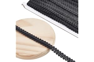 DELORIGIN 14 Yards Gimp Braid Trim for Sewing, 0.5inch Decorative Fabric Trim Polyester Trims Ribbon Woven Curtain Fabric Trims for Upholstery Sewing Hand Crafts Costume Home Decorative, Black
