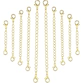 Lnngub 10 Pcs Gold Necklace Extenders for Women,Anklet Extender Gold Plated Necklace Extension Chain Extenders for Necklaces Anklet Bracelets Jewelry Making(2", 3", 4", 5", 6")