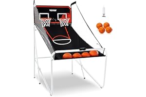 VEVOR Foldable Basketball Arcade, 2 Player Indoor Basketball, Home Dual Shot Sport With 4 Balls, 8 Game Modes, Electronic Sco