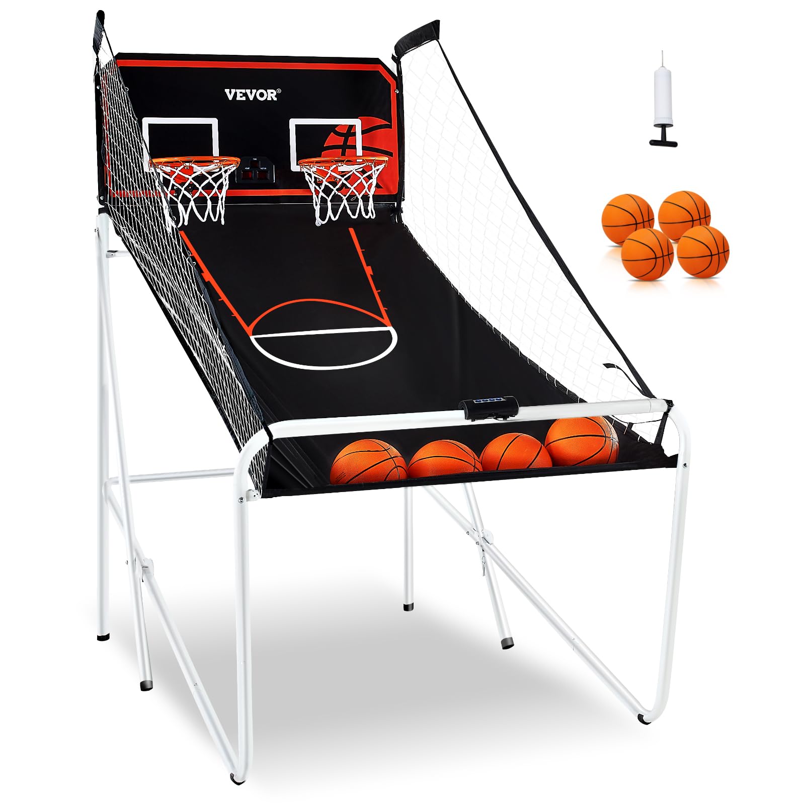 VEVOR Foldable Basketball Arcade Game, 2 Player Indoor Basketball Game, Home Dual Sport with 4 Balls, 8 Game Modes, Electronic Scoreboard, and Inflation Pump, for Kids, Adults