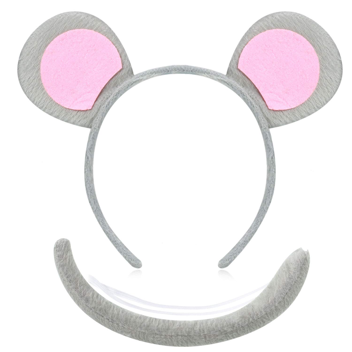 WILLBOND Mouse Costume Set Mouse Ears Tail Headband Animal Dress up Set Fancy Dress up Costume Party Decoration Accessory