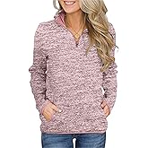 Artfish Women's Women Quarter Zip Casual Pullovers Lightweight Fleece Sweatshirts with Pockets