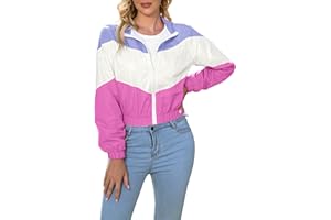 LAOARA Women’s Lightweight Windbreaker Sport Jacket Zip Up Color Block Coat Casual Long Sleeve Jogging Outerwear