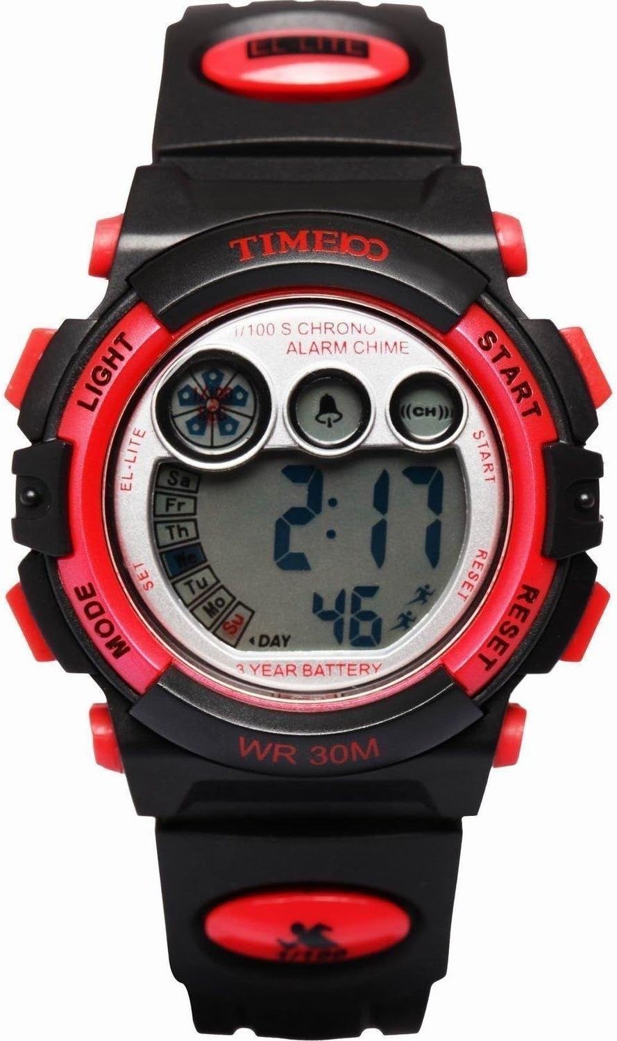 Time100 Multifunctional Digital Sport Electronic Red Bezel Kids Watch #W40003M.02A