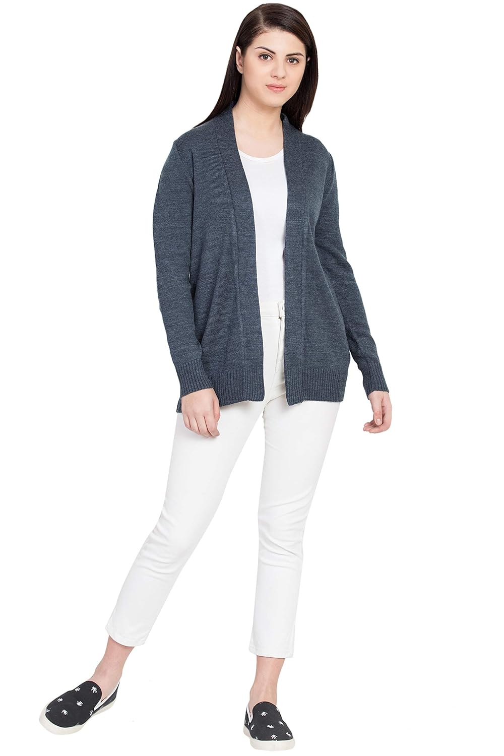 boxymoxy front open full sleeves blue sweater cardigan for girls & women