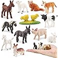 iftnotea 12PCS Mini Farm Animal Toy Figurines - Tiny Plastic Barn Animals Figures with Little Horse Cow Dog Cat - Cake Topper Easter Egg Decoration for Kids Toddlers 3 4 5 6 7 8