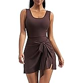 AJISAI Womens Summer Athletic Sleeveless Tennis Wrap Skirt Mini Dress Built in Shorts Golf Dress Workout Romper Skort