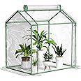Awvlvwa Mini Greenhouse for Indoor Outdoor Plants, Tabletop Portable Green House with Roll-up Zipper Door ,Small Grow Plant House Tent with Transparent PVC Cover 33.5”(L) x23.2”(W) x32.5”(H)