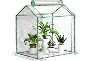 Awvlvwa Mini Greenhouse for Indoor Outdoor Plants, Tabletop Portable Green House with Roll-up Zipper Door ,Small Grow Plant House Tent with Transparent PVC Cover 33.5”(L) x23.2”(W) x32.5”(H)