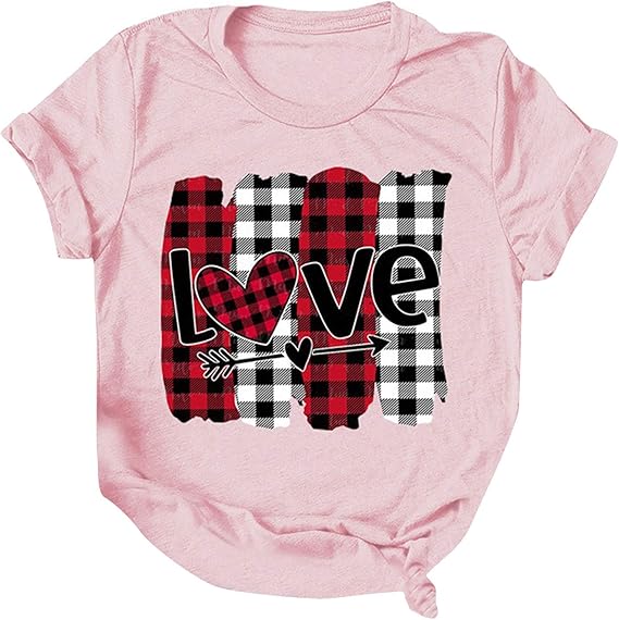 Amazon カットソー レディース Tシャツ 半袖 Yokino カップル プレゼント デザイン ハートロゴ プリントtシャツ 漫画 Love 図案 大人かわいい オシャレ おしゃれ カジュアルtシャツ トップス 通勤 通学 普段着 夏服 恋人 韓国風 Tシャツ カットソー 通販