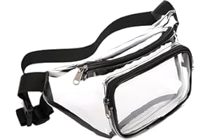 Veckle Clear Fanny Pack Stadium Approved - Clear Bag for Stadium Events Transparent Belt Bag for Women Men, Adjustable Waist Bag for Sports, Concerts, Black