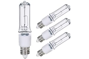 Comyan JDE11 75W Halogen Bulb, E11 Mini Candelabra Base, 1050 Lumens, Quartz Glass, 4-Pack