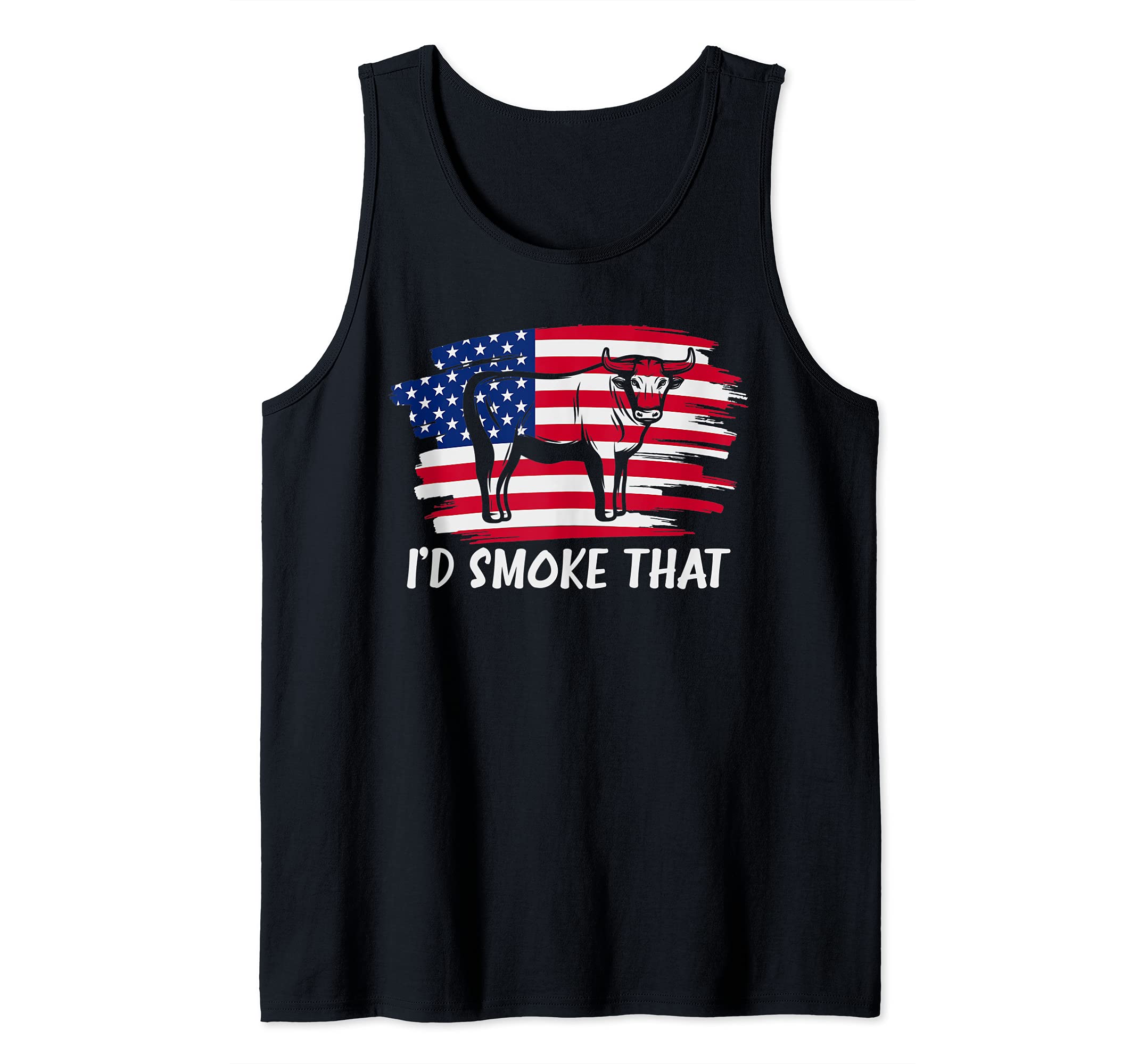 Id Smoke That Funny Patriotic BBQ Chef US Flag Barbecue Tank Top