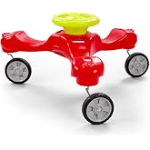Simplay3 Boomerang Bike Ride-On Trike Toy for Ages 1.5-5, Accommodates Up to 3 Kids, Swivel Caster Wheels, 32" x 32" x 19.5", Red