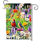 Spring Summer Humming bird garden Flag Birds Floral Garden Flags 12x18 Double Sided, small Yard Flags for Outside Decoration