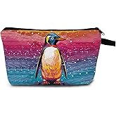 MoCaliduccious Cute Penguin Hearts Makeup Bag Travel Portable Cosmetic Pouch Toiletry Organizer Storage Bag Zipper Pouch For Women Organizer Toiletries Bag for Travel