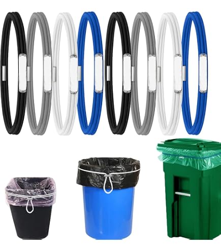 6-Pack Heavy Duty Elastic Trash Can Bands - Adjustable Garbage Bin Straps For Outdoor, Picnic & Camping