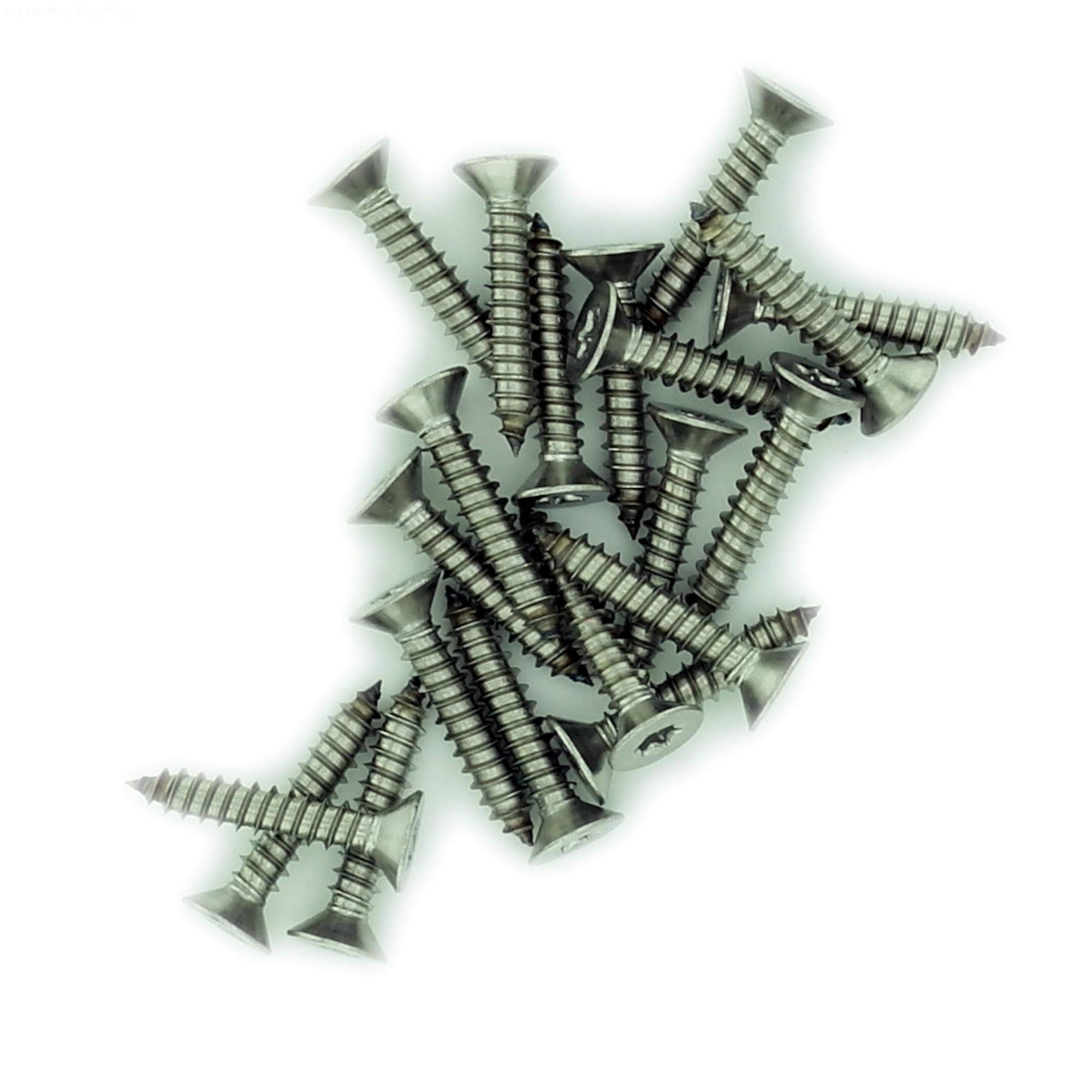 No.7 x 1.25 (3.9mm x 32mm) TX Countersunk Self-Tapping Screw - Stainless Steel (A2) (Pack of 20)