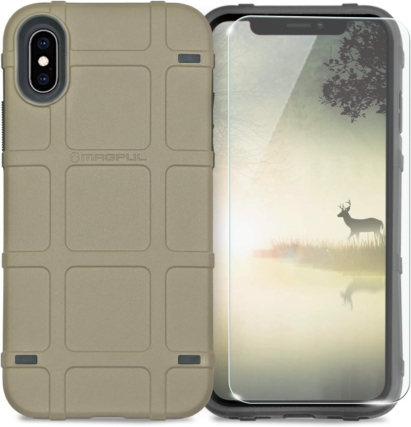 Amazon Com Phone Case Compatible With Apple Iphone X Iphone Xs 5 8 Inch With Tempered Glass Screen Protector Magpul Industries Bump Mag1094 Fde Polymer Cover Retail Packaging Flat Dark Earth