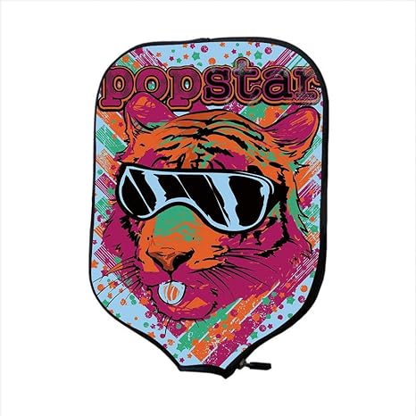Neoprene Premium Pickleball Paddle Racket Cover Case,Popstar Party,Popstar Poster Design Artistic Lion