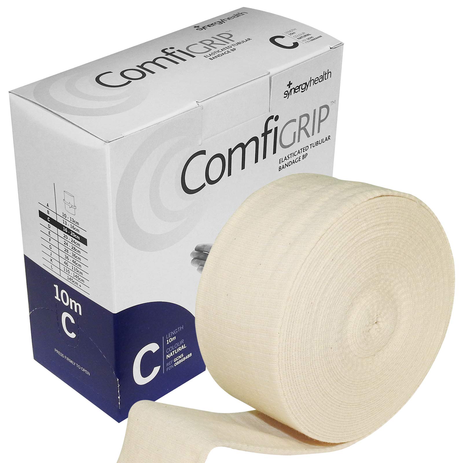 Comfigrip Size 'C' Elastic Tubular Compression Sprain Strain Bandage, for Medium Wrist, Small Ankle/Arms (for Limb Circumference 16-24cm) - 10m Roll