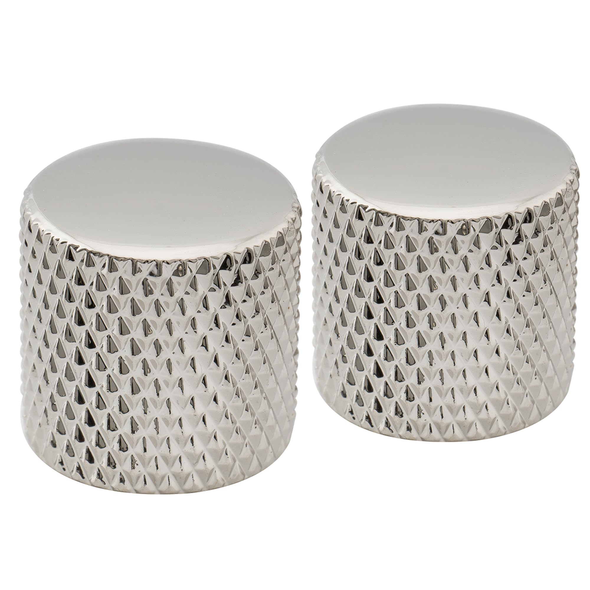 Musiclily Pro Metric Size 6mm Steel Flat Top Barrel Knobs for Import Fender Telecaster Electric Guitar/Precision Bass, Nickel (Set of 2)