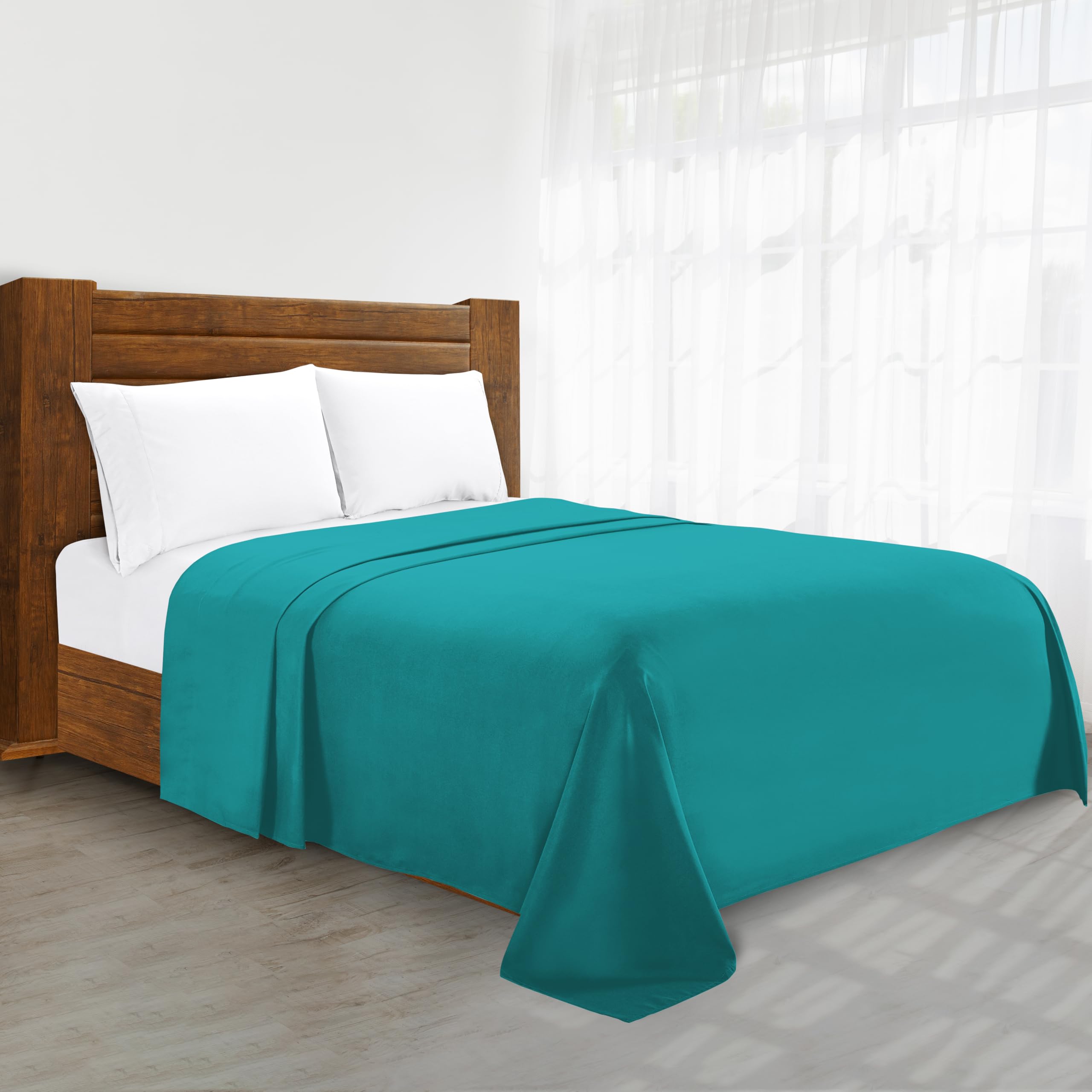 Luxury Flat Sheet on Amazon Elegant Comfort Wrinkle-Free 1500 Premier Hotel Quality 1-Piece Flat Sheet, Twin/Twin XL Size, Turquoise