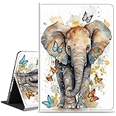 WZCJDHMJ for Microsoft Surface Pro 7 Case,Slim Smart PU Leather Adjustable Stand Protective Cover with Auto Wake/Sleep for Microsoft Surface Pro 6/5/4,Butterflies and Elephants