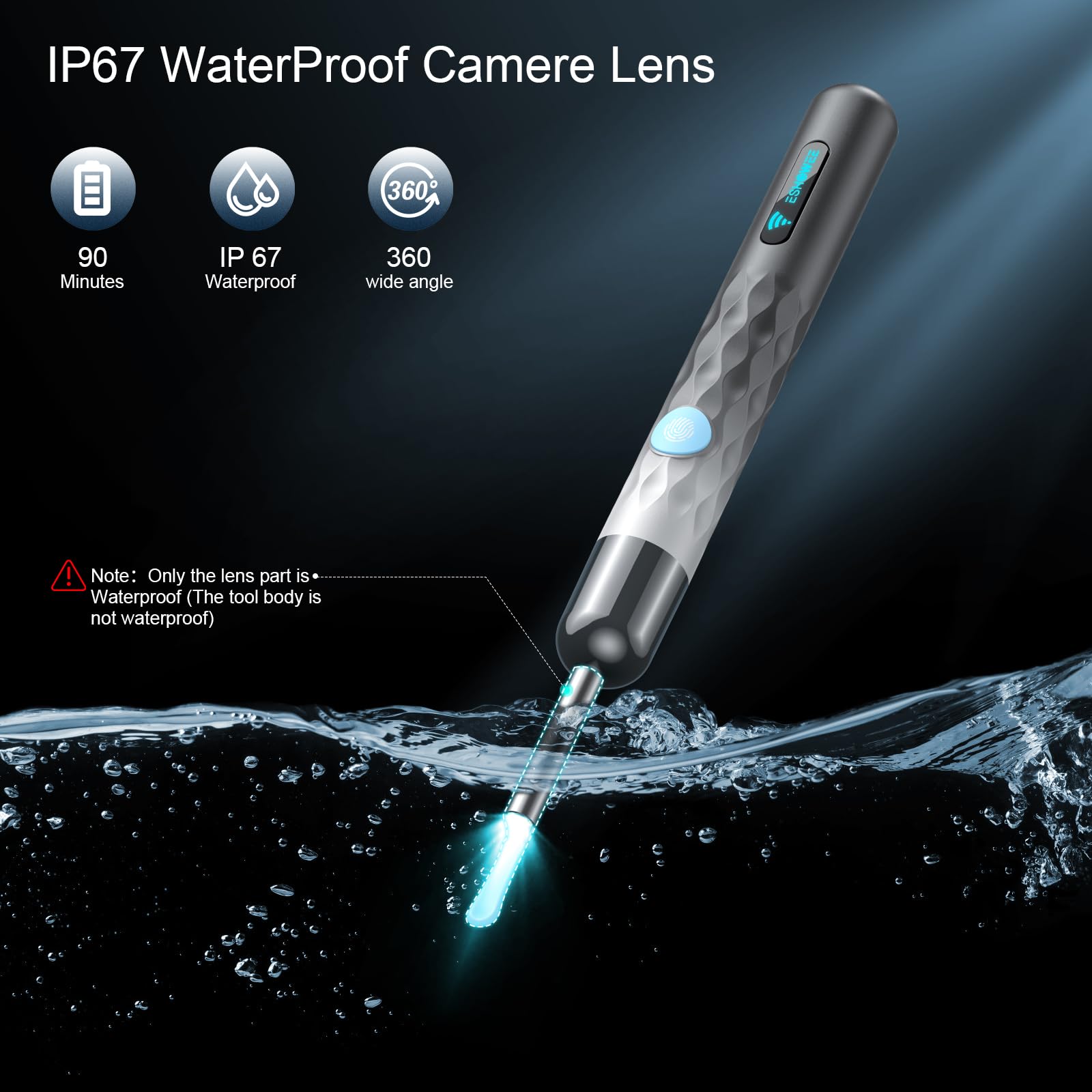 Ear Wax Removal, Ear Camera with 1440P HD, Ear Cleaner with Camera Built-in WiFi, Earwax Removal Kit with 6 Ear Pick, Otoscope with Lights, Ear Cleaning Kit for Android and iOS (Black)