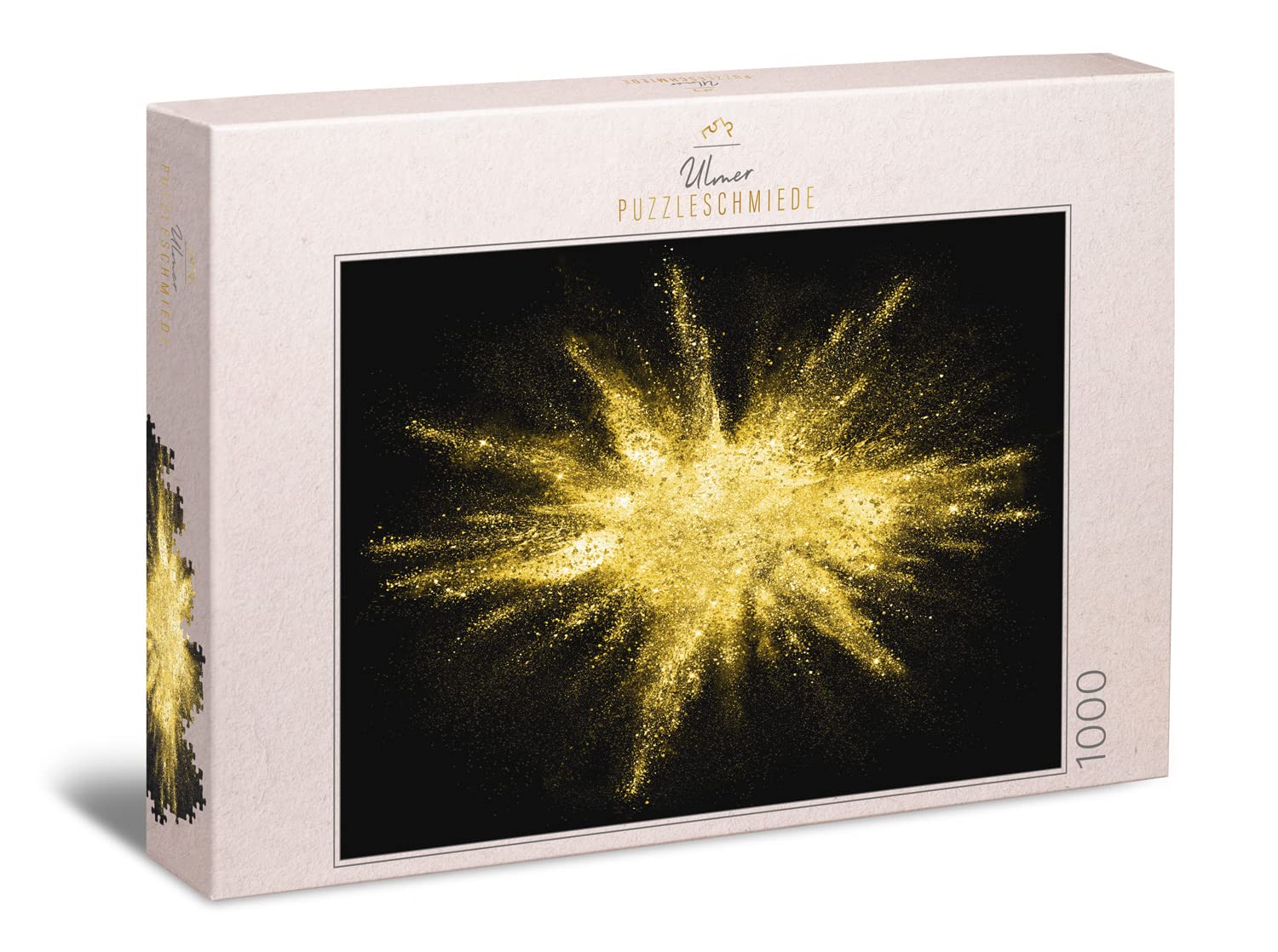 Ulmer Puzzleschmiede - Puzzle "Gold Rush" - Impulsive Gold Puzzle Motif with 1000 Pieces - Golden Star on Black Background - Creative Idea as Impossible Puzzle in Gold - Puzzle Made in Germany