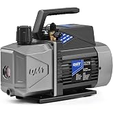 OMT 5 CFM A2L Sparkless HVAC Vacuum Pump for R1234yf R32 R134a R22 R410A | Ignition-Proof Switch, 1.5 Microns Evacuation, Oil Mist-Free Cap, 70 dB Quiet Motor, 1/4" &amp; 1/2" Ports, For HVAC &amp; Auto Techs