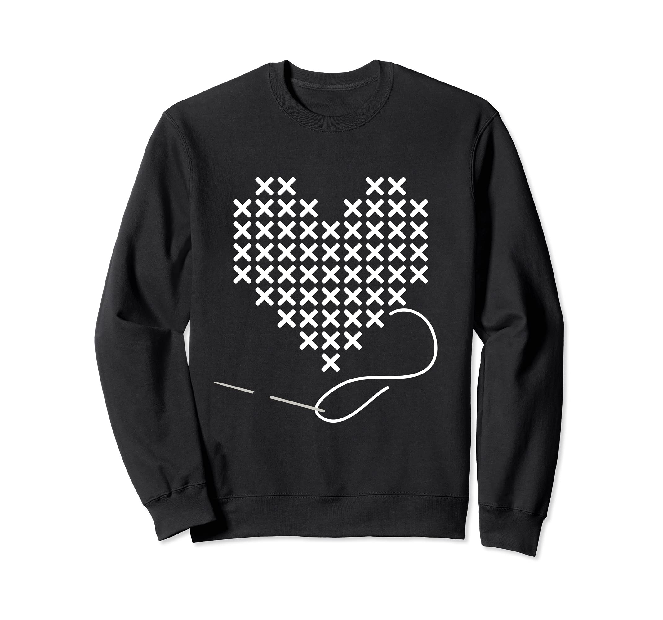 I love Cross Stitch Heart and Needle in White Sweatshirt