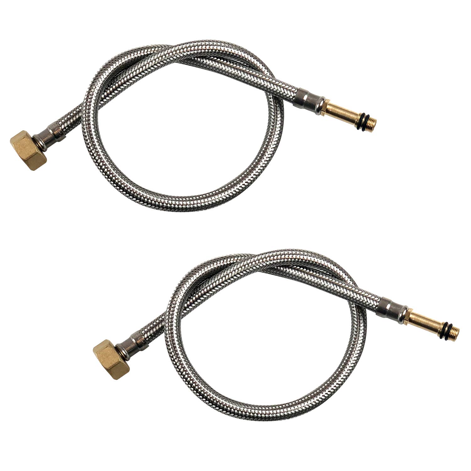 Pack of 2 Flexible Pipe Tap Connector Stainless Steel Braided Hose M10 (10mm) x 1/2" 60cm Long