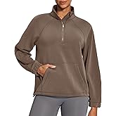 IUGA Soft Quarter Zip Pullover Cropped Sweatshirts for Women Half Zip Pullover Drawstring Hem with Pockets