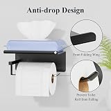 susswiff Black Stainless Steel Toilet Roll Holder with Shelf, Rustproof view 6