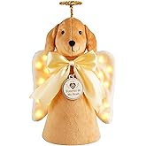 Christmas Tree Topper Decoration, Angel Dog Christmas Tree Topper with LED Lighted 10.2" Plush Yellow Dog Top Ornament for Garland Wings Decor Holiday Decoration