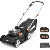 Worx Cordless Lawn Mower, 40V 17" 2-in-1 Grass Mower for 1/4 Acre, WG745 | Brushless Power, Mulching &amp; Bagging, 2 x 4.0Ah Batteries &amp; 4.0A Charger Included, PowerShare