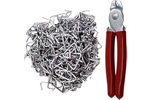 HARDK Hog Ring Pliers Set Straight, 500 pcs Galvanized Hog Rings, Professional Upholstery Installation Kit Tool